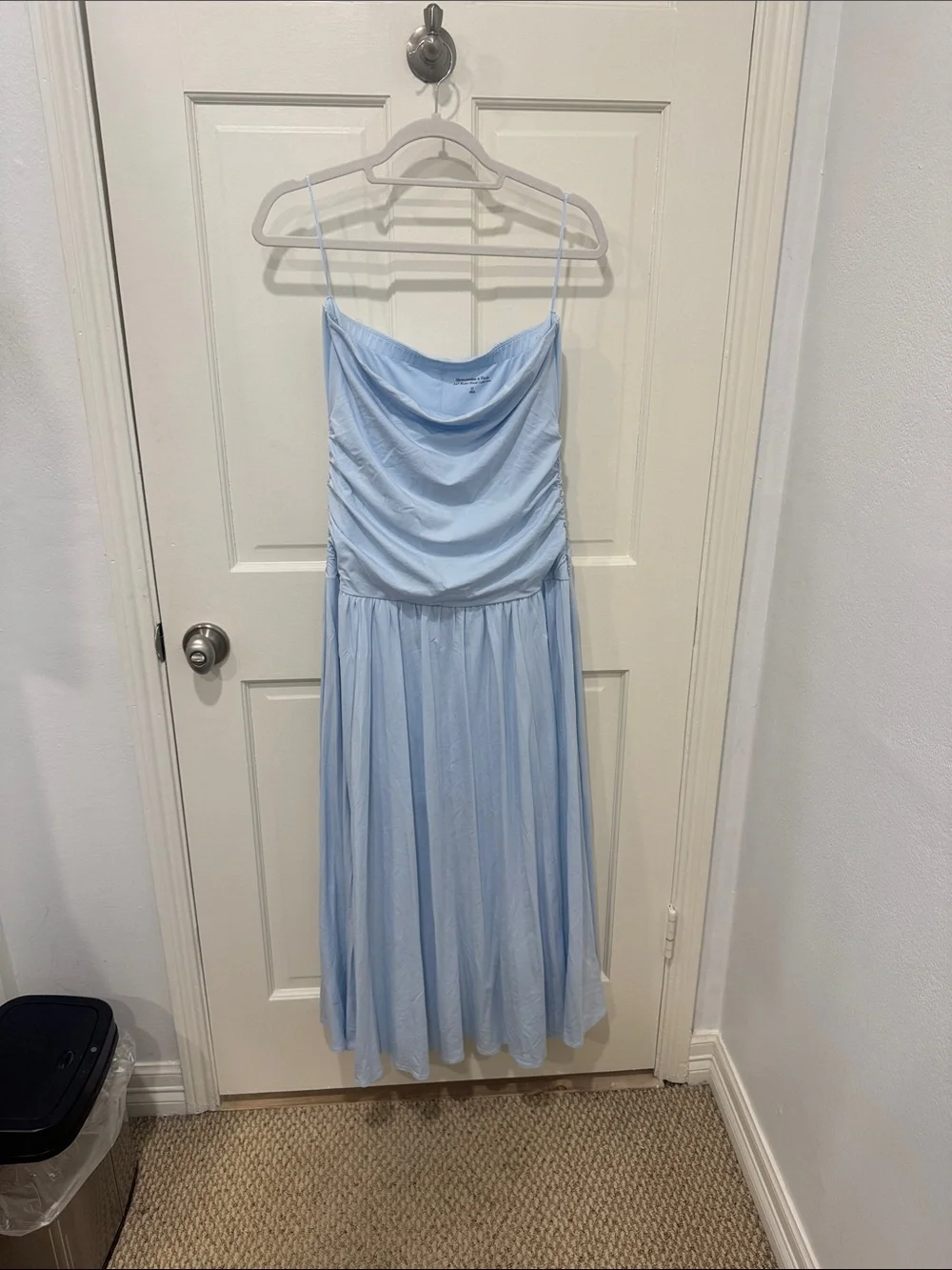 Light Blue straplessMidi Dress